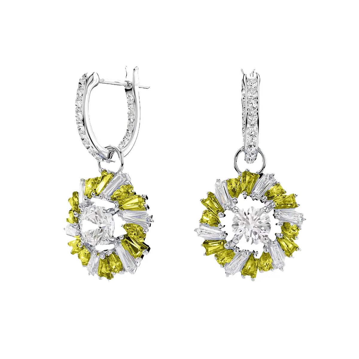 Sapphire Halo Radiant Drop Earrings