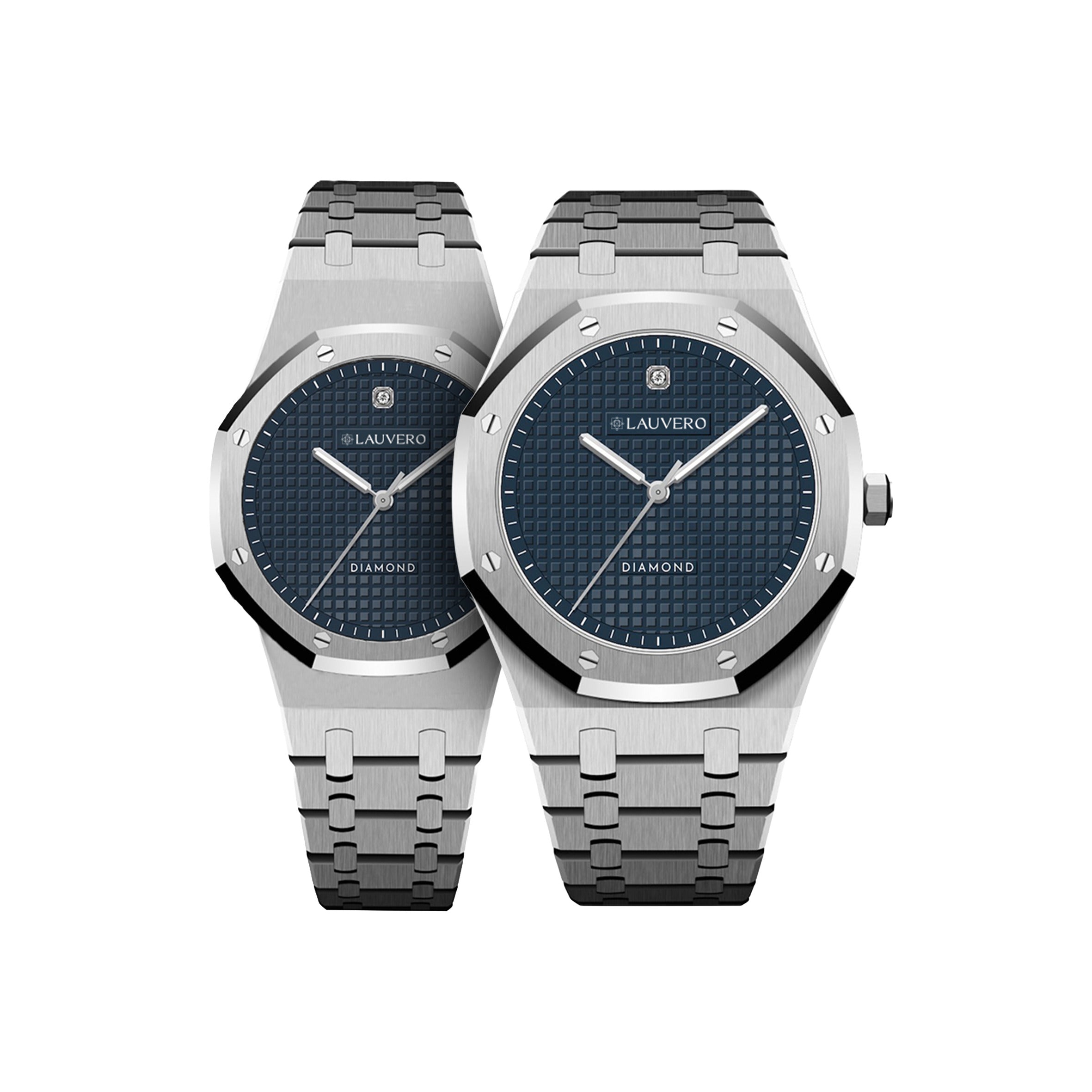 Lauvero Eclipse Diamond Blue Dubai Couple Watches