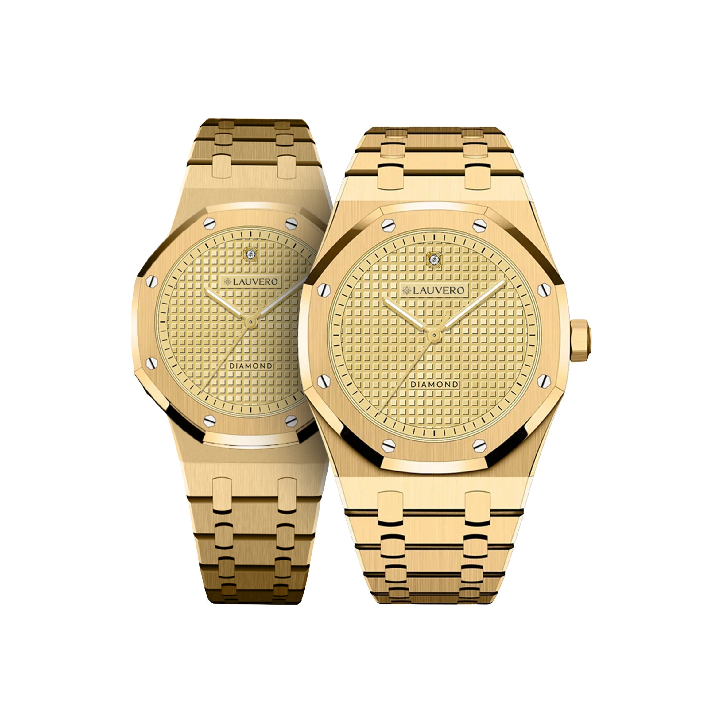 Lauvero Eclipse Diamond Gold Couple Watches