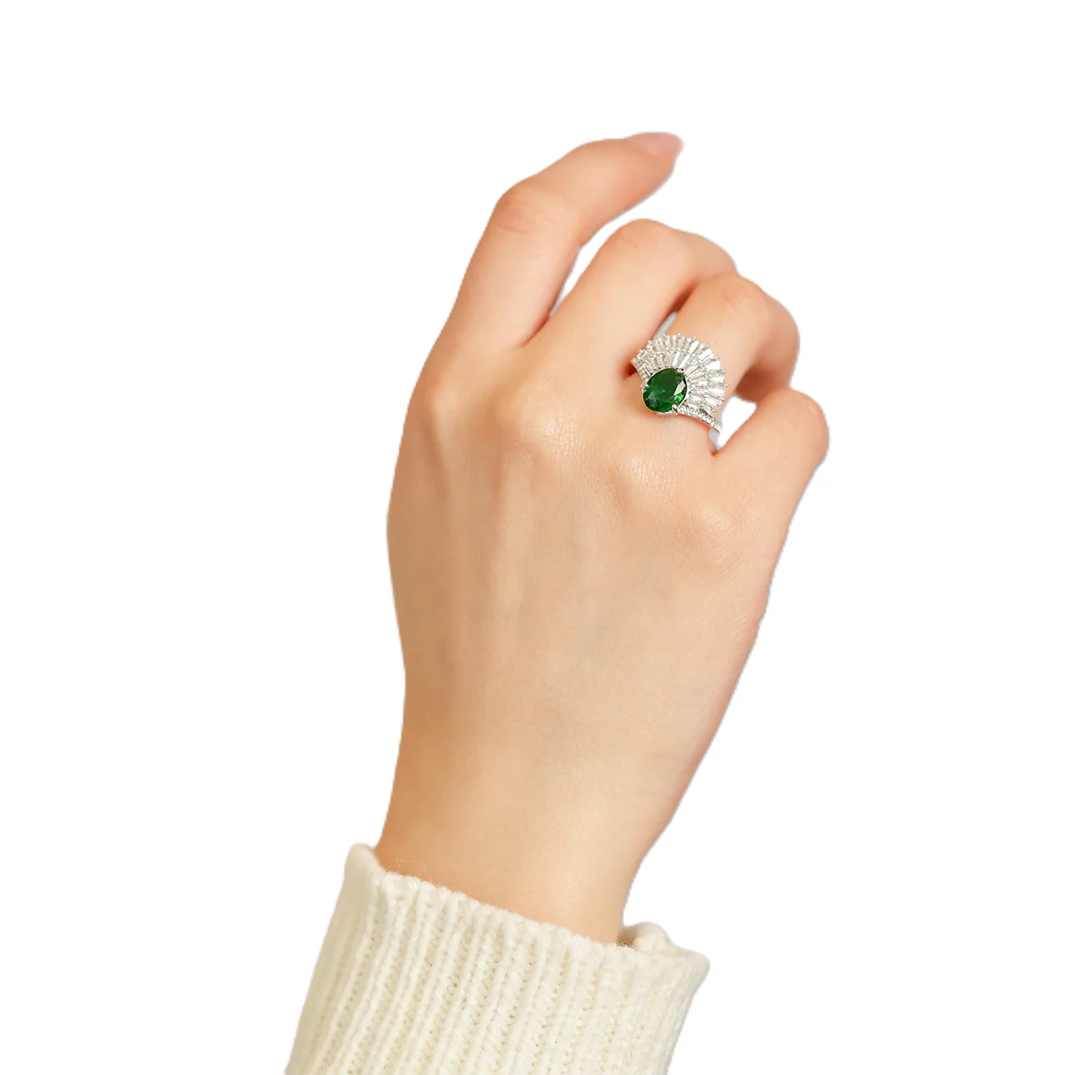 Midnight Glow Silver Swarovski Ring