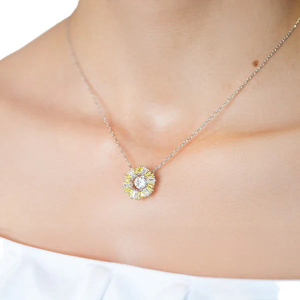 Sapphire Halo Radiant Diamond Necklace