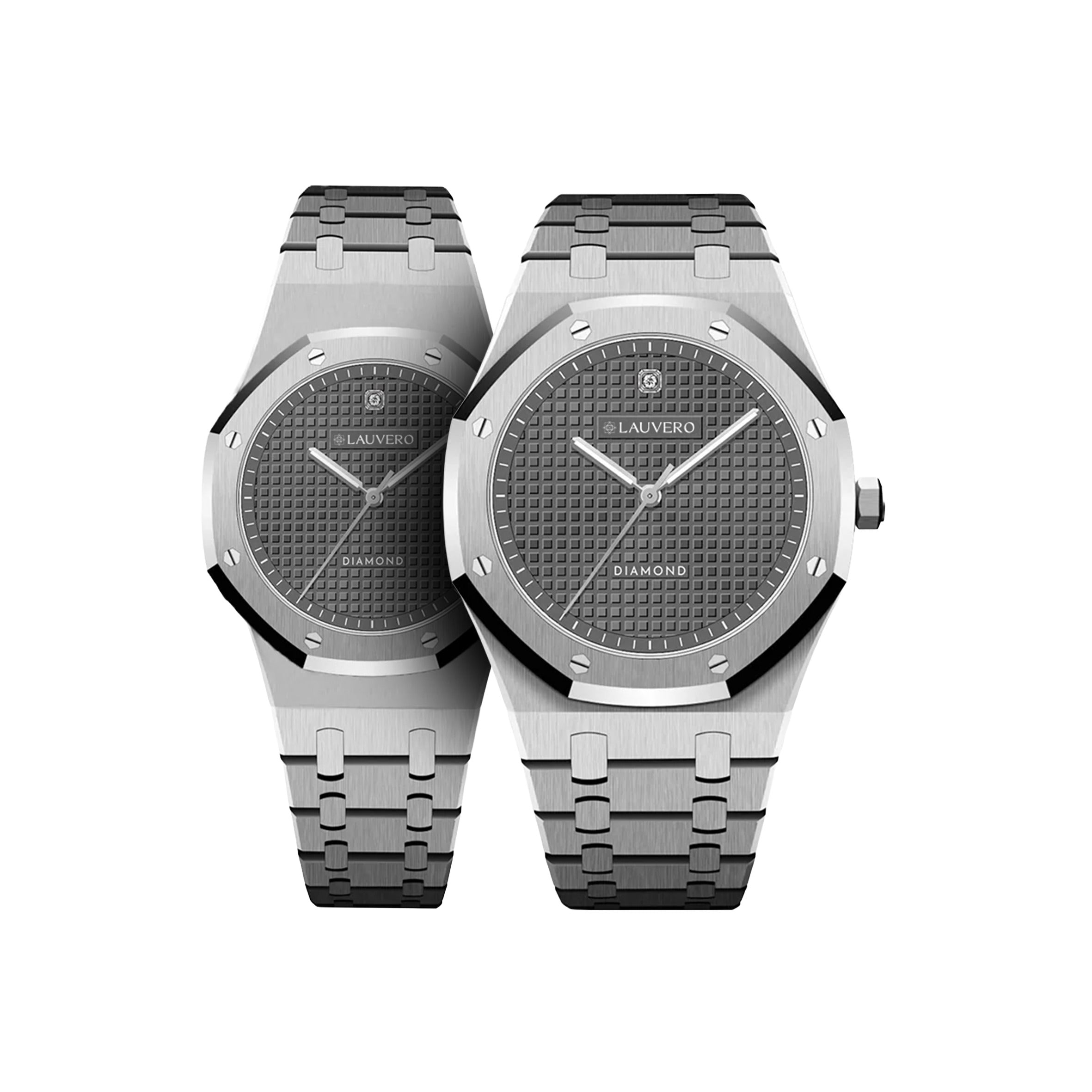 Lauvero Eclipse Diamond Grey Couple Watches